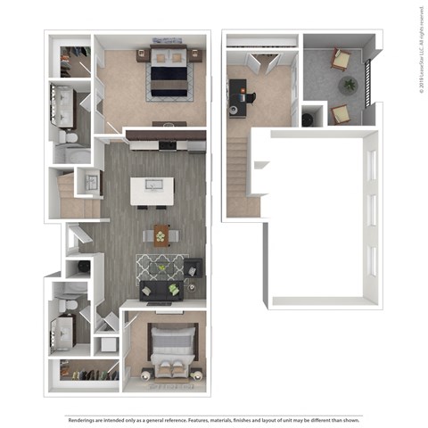 Floor plan for 2 beds, 2 baths, 1255 sqft